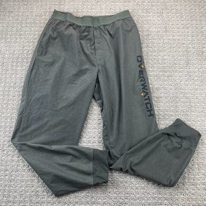 Overwatch Pajama Pants Men Medium M Gray Sleep Lounge Wear Spell Out Logo Gaming